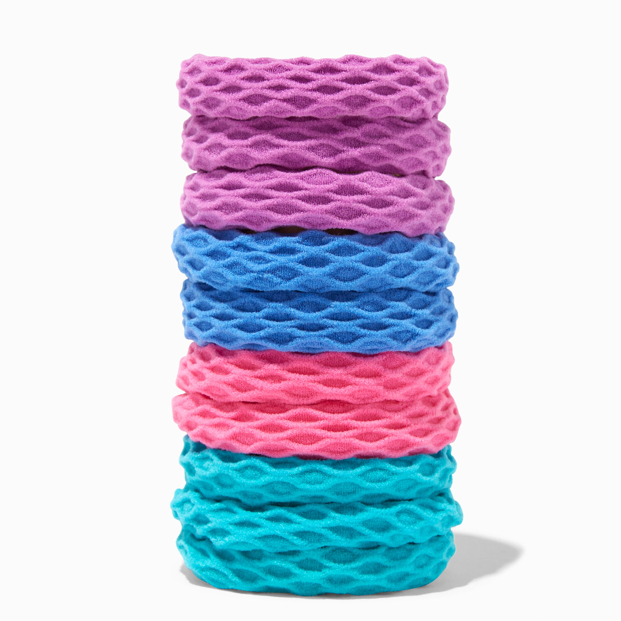 View Claires Club Jewel Tone Honeycomb Hair Ties 10 Pack Blue information