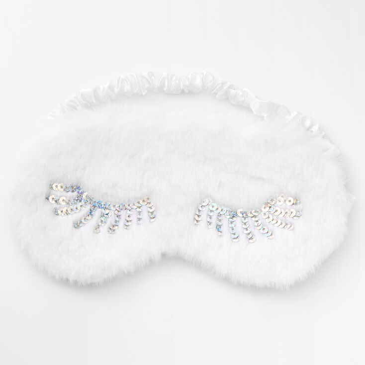 Eyelashes Furry Sleeping Mask - White,