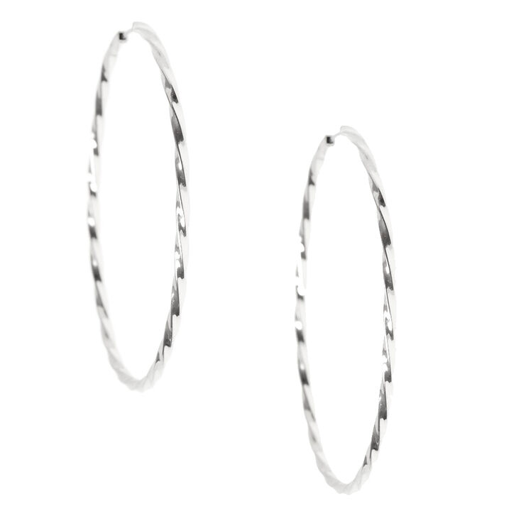 Silver 40MM Twist Hoop Earrings,