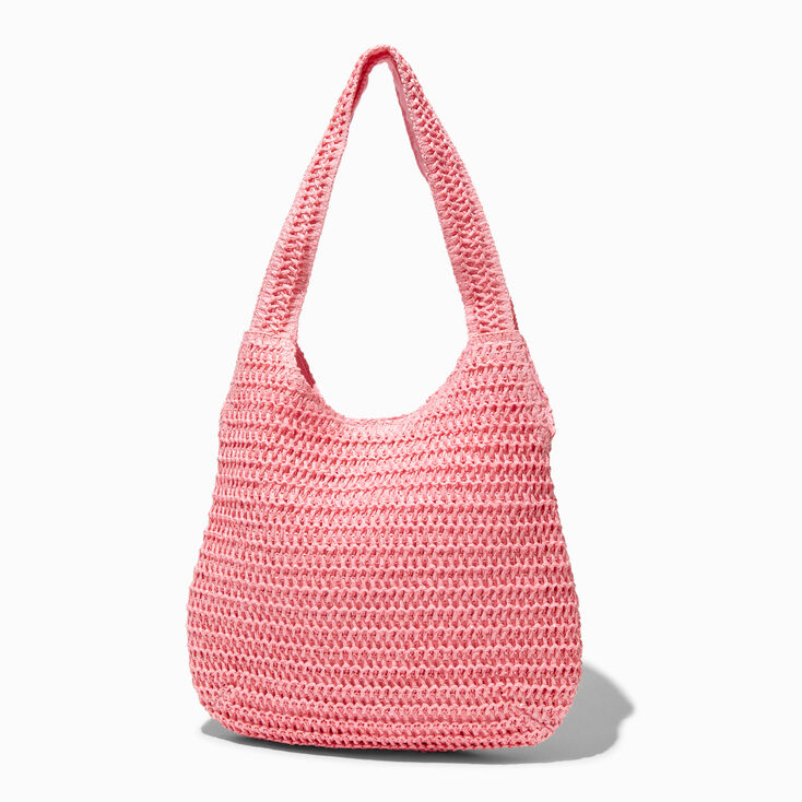 Sac port&eacute; &eacute;paule souple tress&eacute; rose,