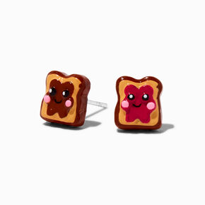 Sterling Silver Peanut Butter and Jelly Sandwich Stud Earrings,