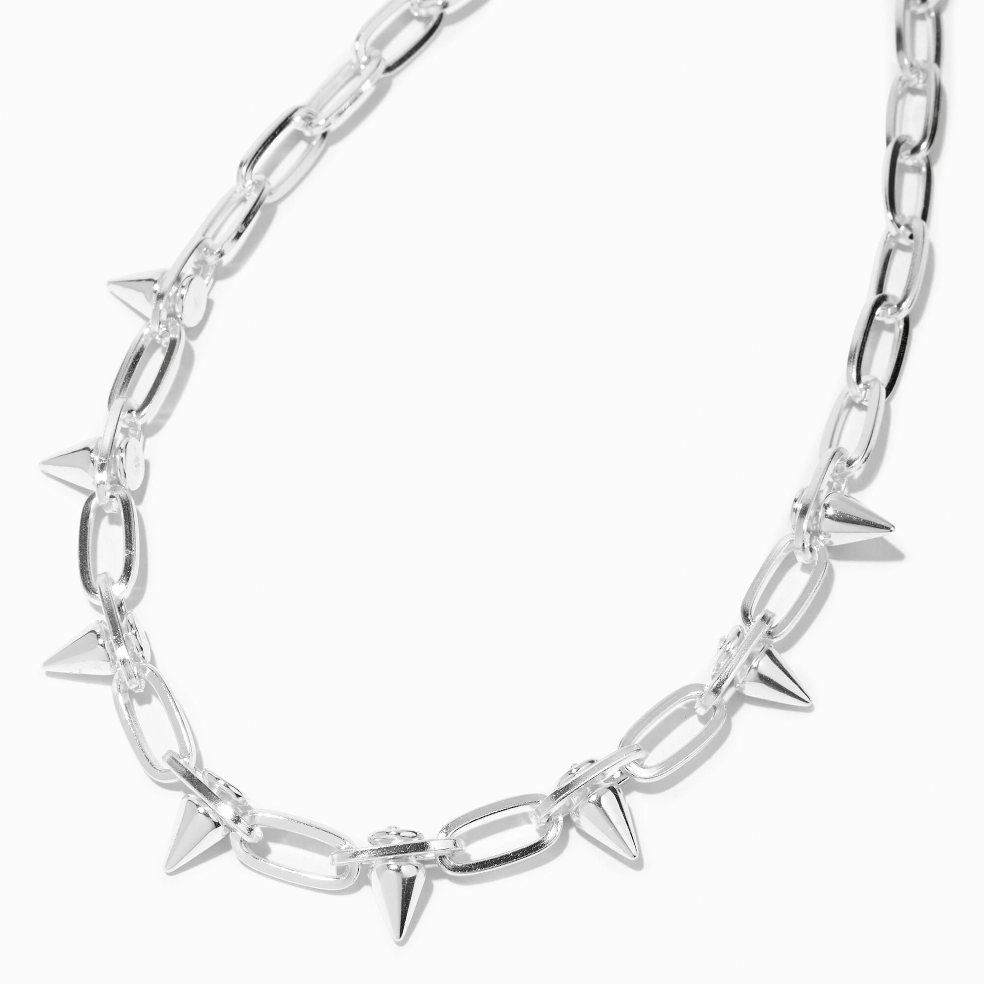 Silver Spike Paperclip Chain Necklace