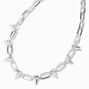 Silver Spike Paperclip Chain Necklace,