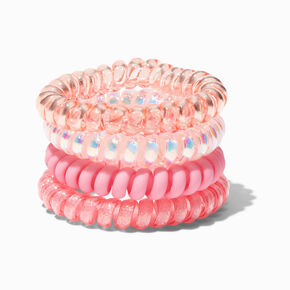 Coral Spiral Hair Ties - 4 Pack,