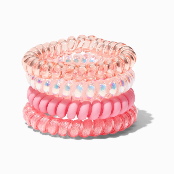 Coral Spiral Hair Ties - 4 Pack,
