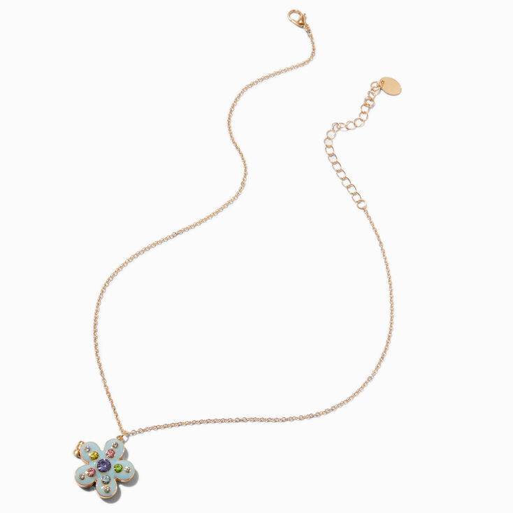 Uptown Flower Gem Locket Pendant Necklace,