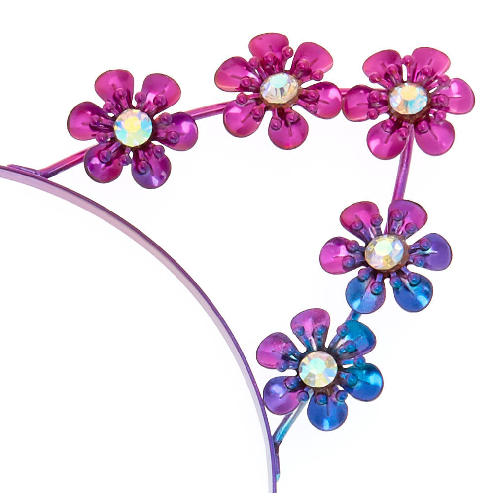 Anodized Metal Flower Cat Ears Headband,