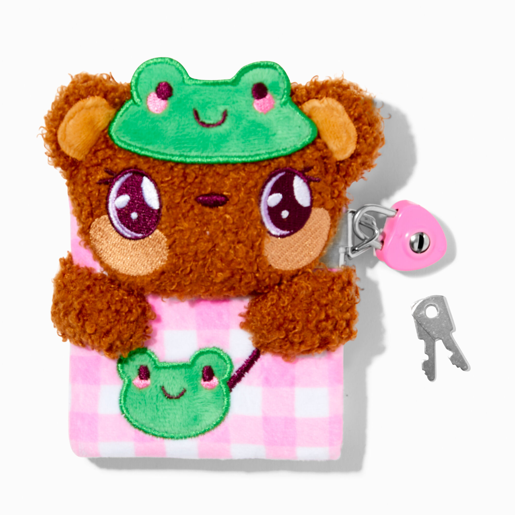 Claire's Club Bear Frog Plush Mini Lock Diary,