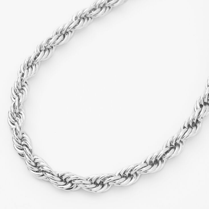 Silver Twisted Rope Chain Necklace,
