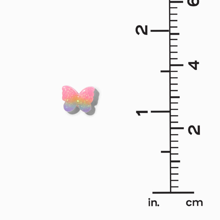 Glitter Rainbow Butterfly Stud Earrings,