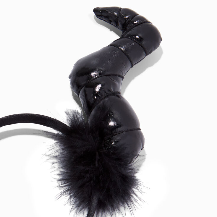 Black Witch Horns Feather Headband,