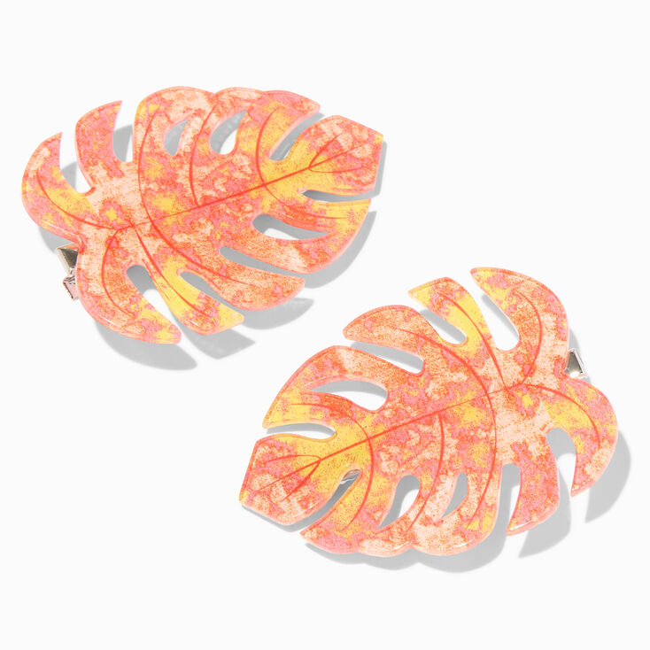 Orange Palm Leaf Hair Clips &#40;2 Pack&#41;,