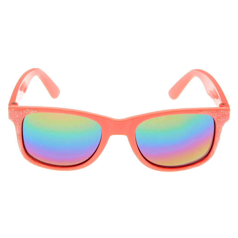 Claire's Club Glitter Sunglasses - Coral,