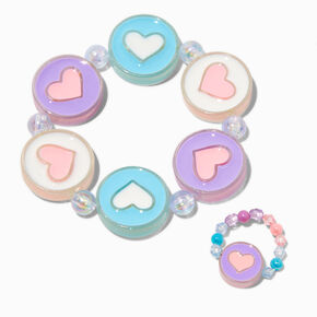 Claire&#39;s Club Heart Disc Beaded Jewelry Set - 3 Pack,