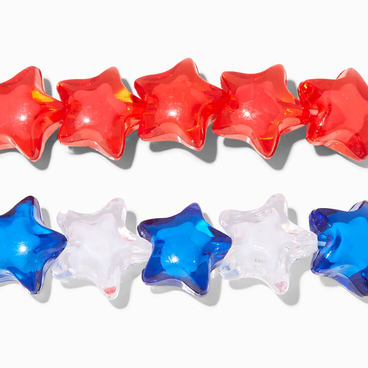 Red, White, &amp; Blue Chunky Stars Stretch Bracelets - 2 Pack,