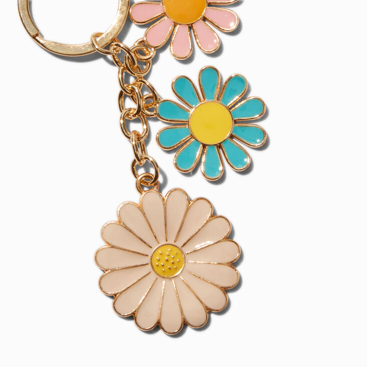 Triple Daisy Enamel Keychain,