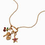 T H E M E x Claire&#39;s Cherry Gold-tone Ball Chain Charm Necklace,