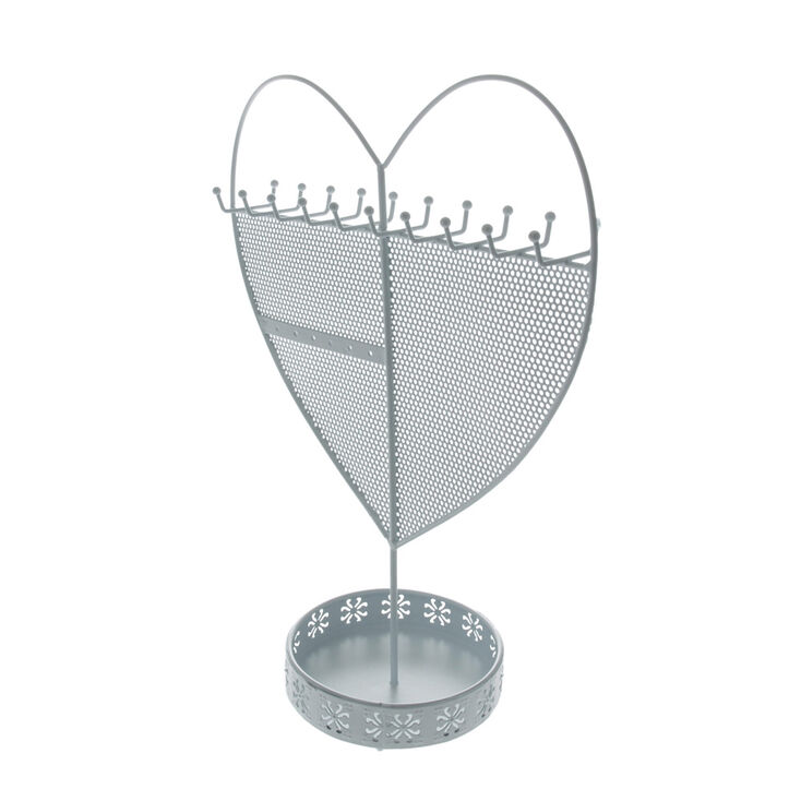 Heart Standing Jewellery Holder - White,