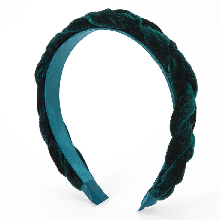 Serre-t&ecirc;te en imitation velours tress&eacute; &ndash; Vert &eacute;meraude,
