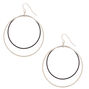 Silver 2&quot; Double Loop Drop Earrings - Black,