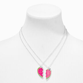 Best Friends Watermelon Split Heart Pendant Necklaces - 2 Pack,