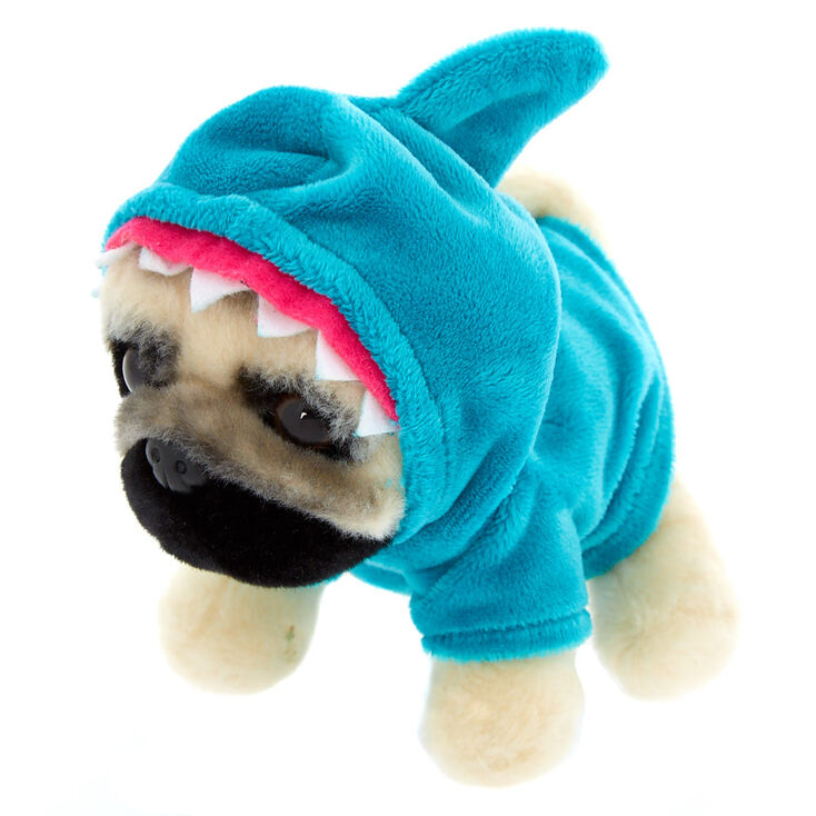 Petite peluche de Doug the Pug&copy; mod&egrave;le requin couleur turquoise,