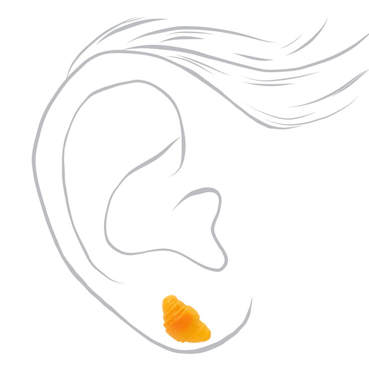 Silver Croissant Stud Earrings - Yellow,