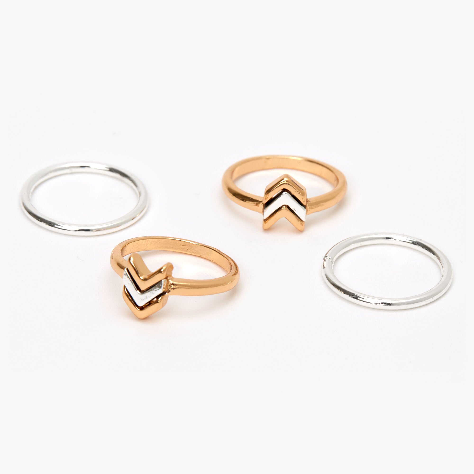 Mixed Metal Chevron Arrow Midi Rings - 4 Pack,