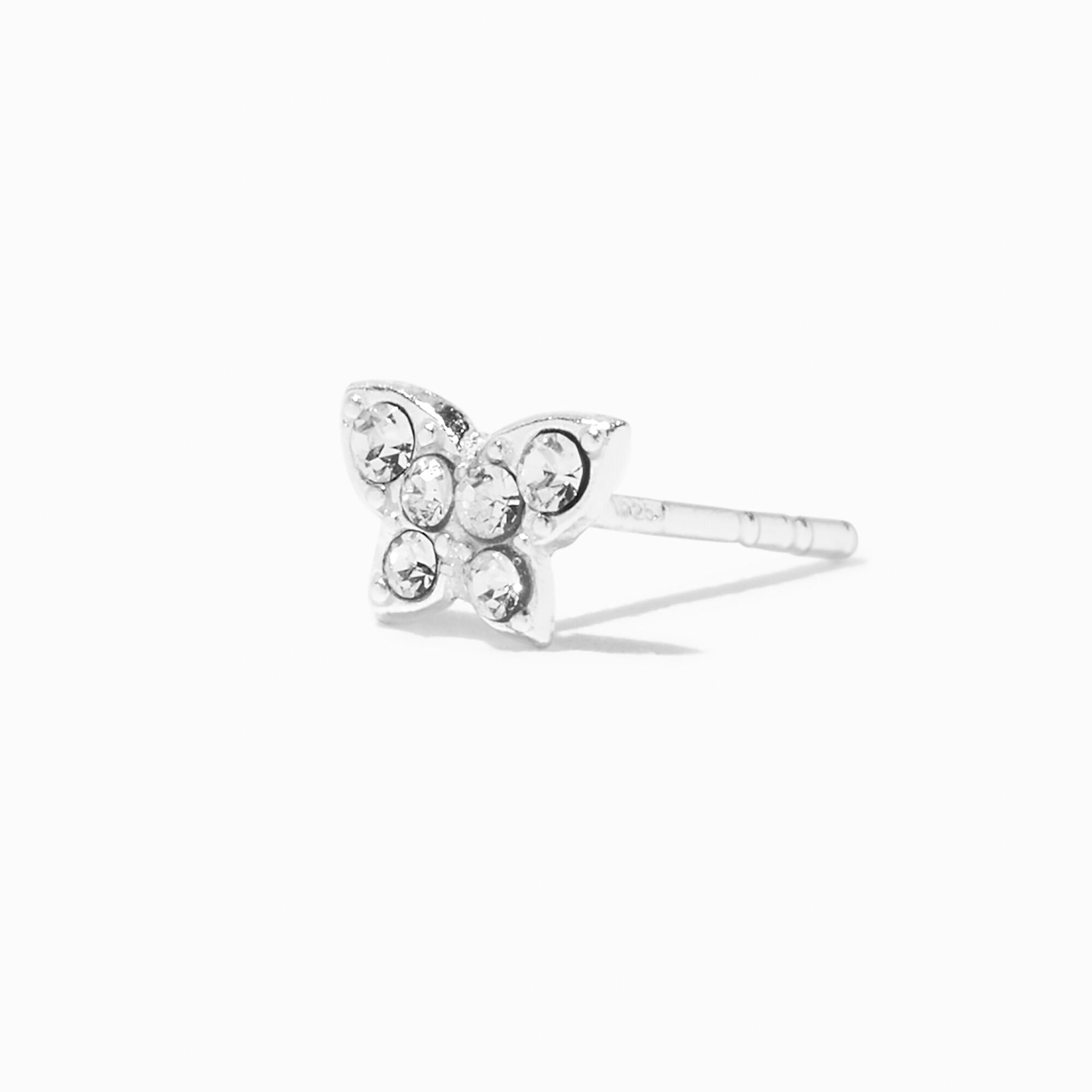 View Claires One Crystal Butterfly Stud Earring Silver information