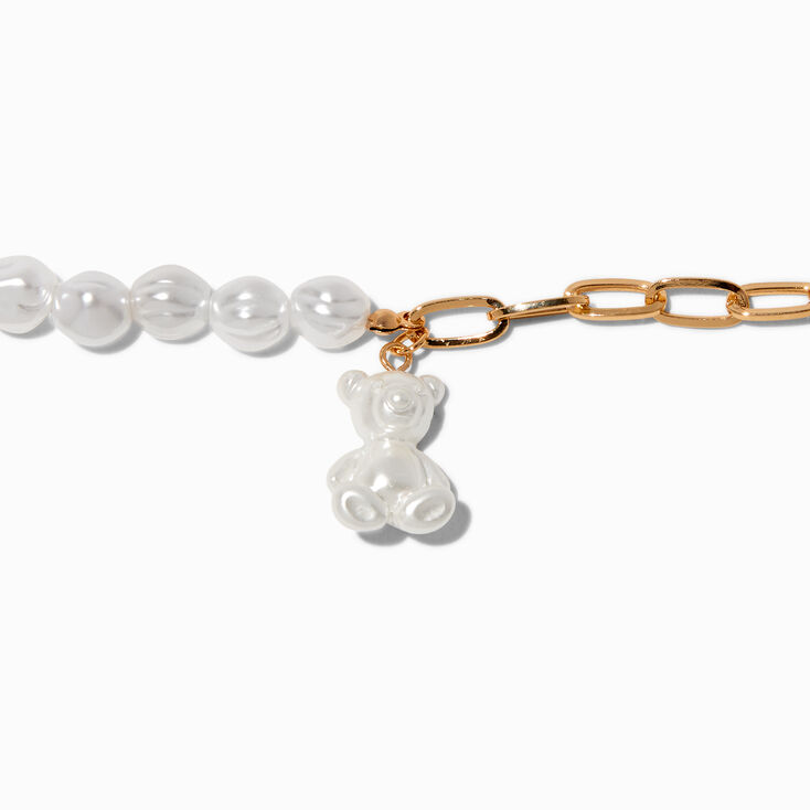 Pearl Teddy Bear Mixed Chain Bracelet,