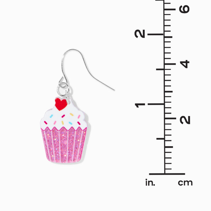 Glitter Cupcake 1.5&quot; Drop Earrings,