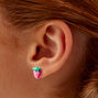 Glitter Pink Strawberry Stud Earrings,