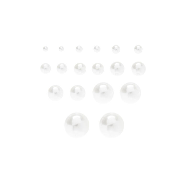 9 Pack Faux White Pearl Earrings Set,