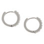 Silver-tone 10mm Crystal Huggie Hoop Earrings,