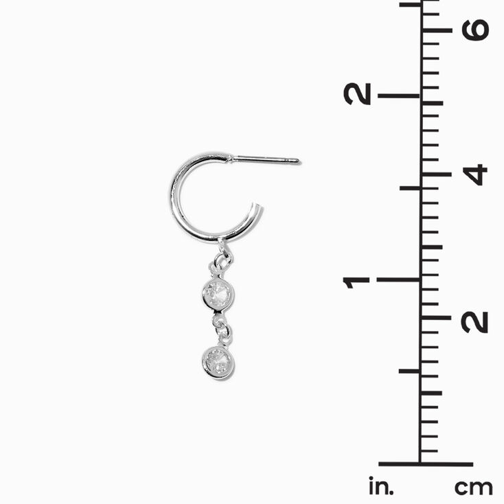 Silver-tone Double Crystal Charm Earring Stackables Set - 6 Pack