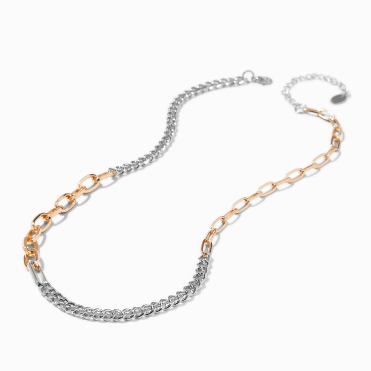 Mixed Metal Mixed Chain Necklace ,
