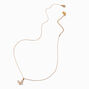 Gold-tone Stainless Steel Pav&eacute; Butterfly Pendant Necklace,