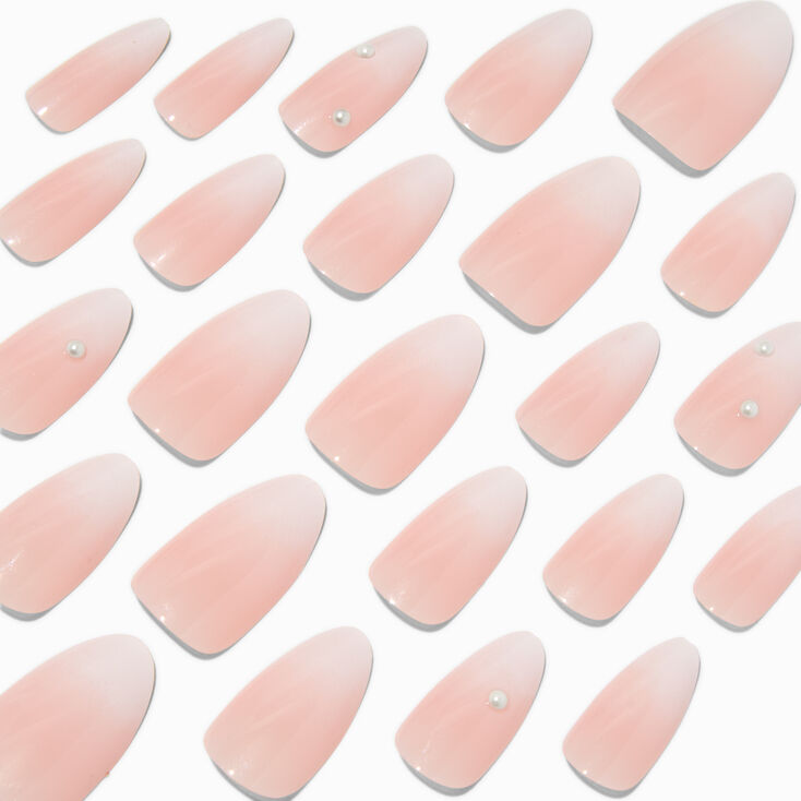 Neutral Ombre Pearl Long Almond Vegan Faux Nail Set - 24 Pack,