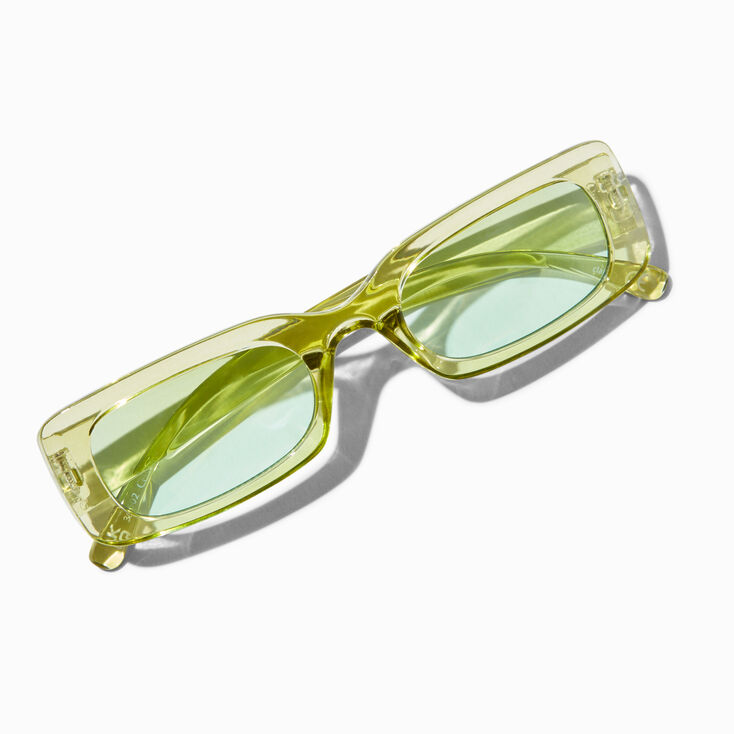 Translucent Olive Green Rectangular Frame Sunglasses