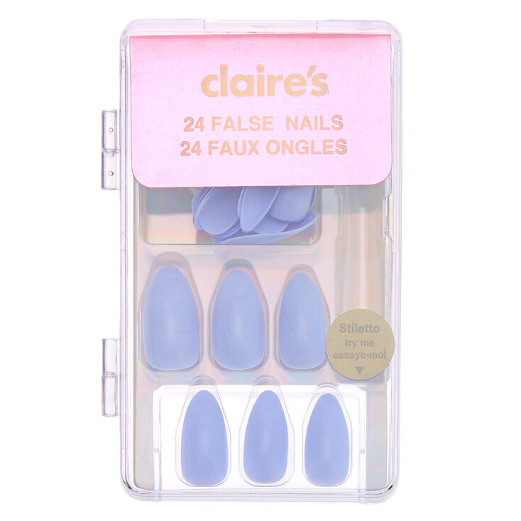 Glossy Stiletto Faux Nail Set - Lilac, 24 Pack,