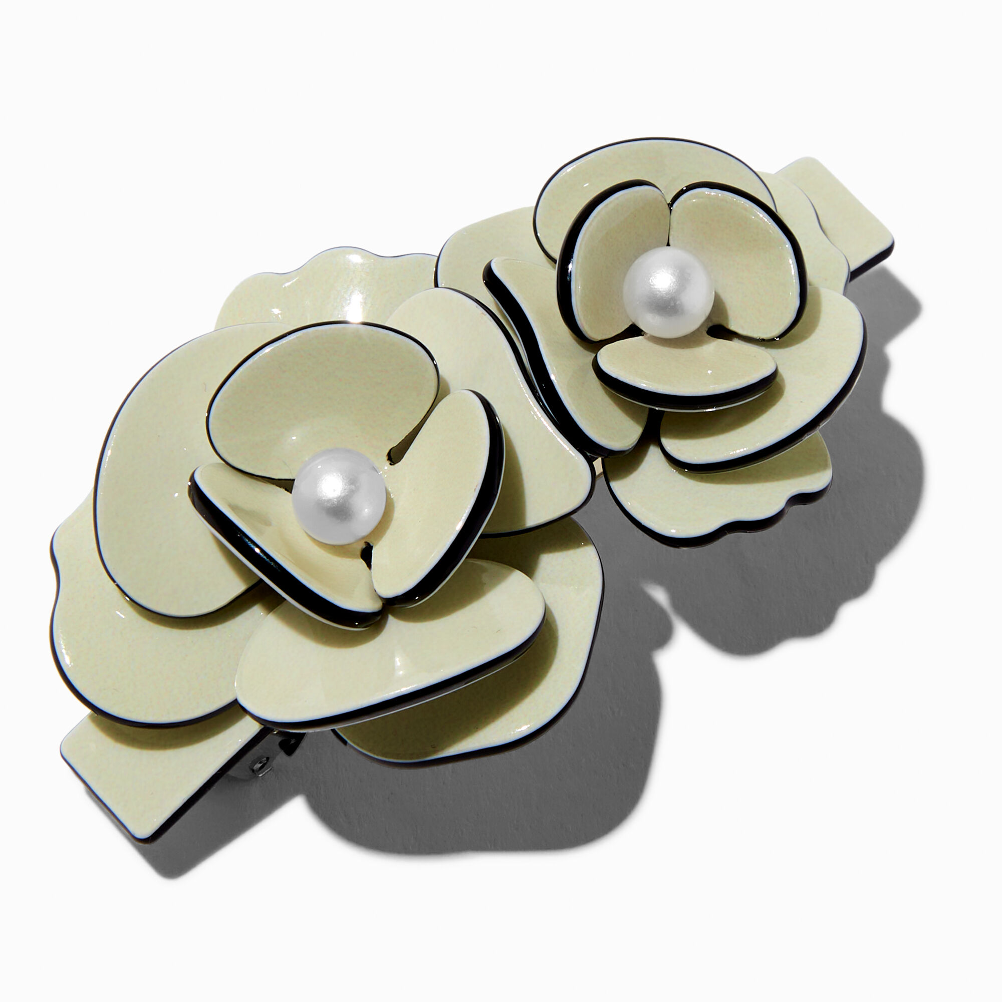View Claires Roses Pearl Embellished Hair Clips 2 Pack Ivory information