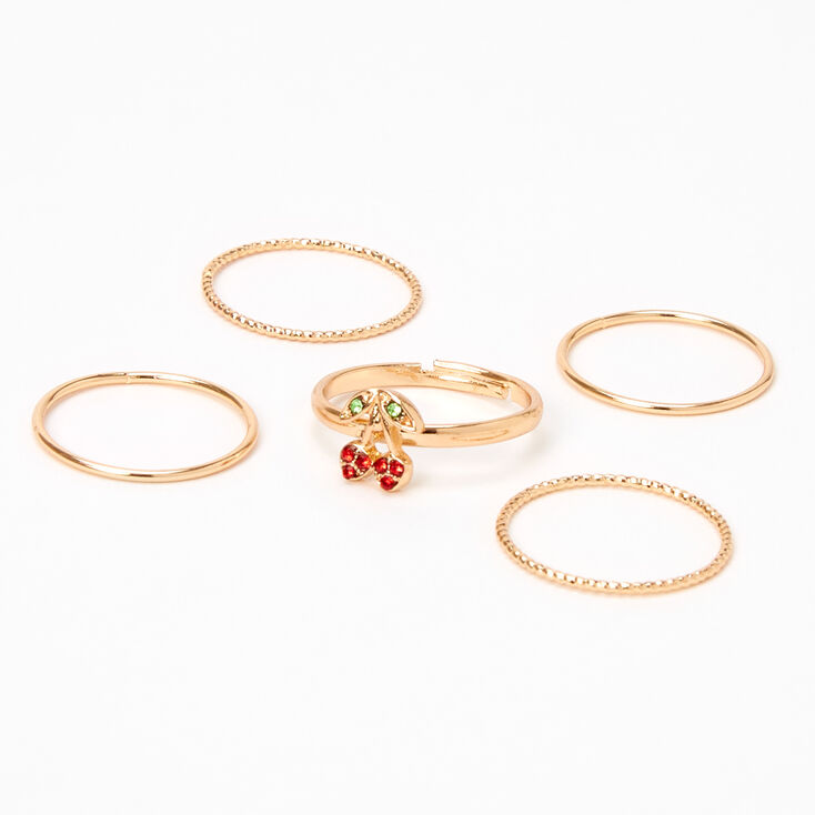 Gold Stackable Cherry Rings - 5 Pack,