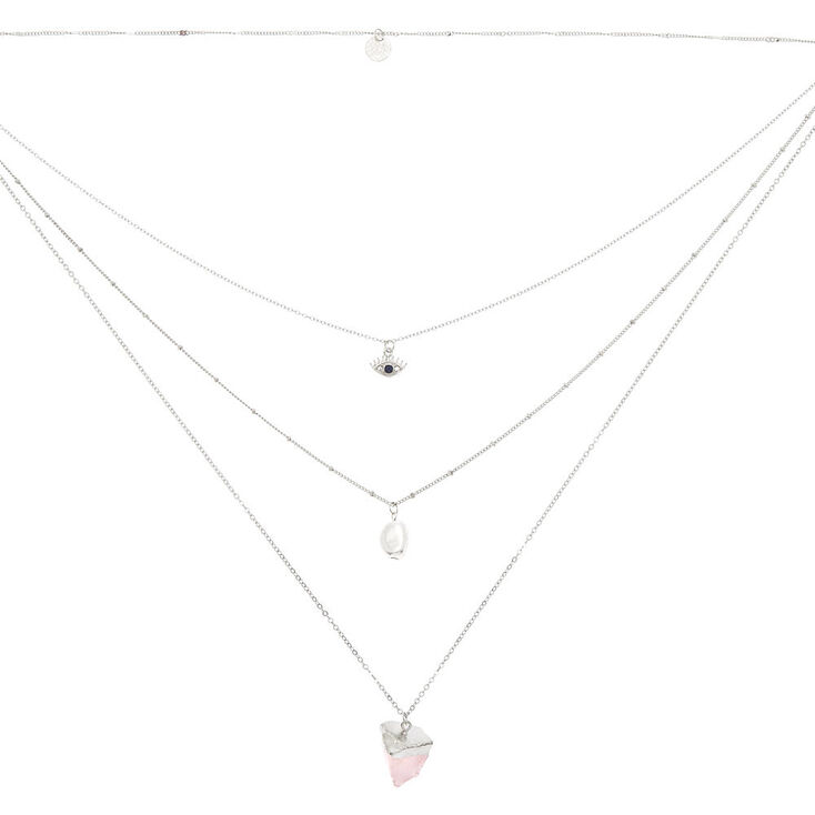 Mystical Stone Multi Strand Choker Necklace,