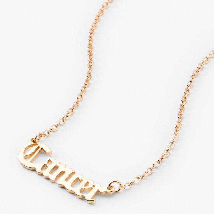 Gold-tone Gothic Zodiac Pendant Necklace - Cancer,
