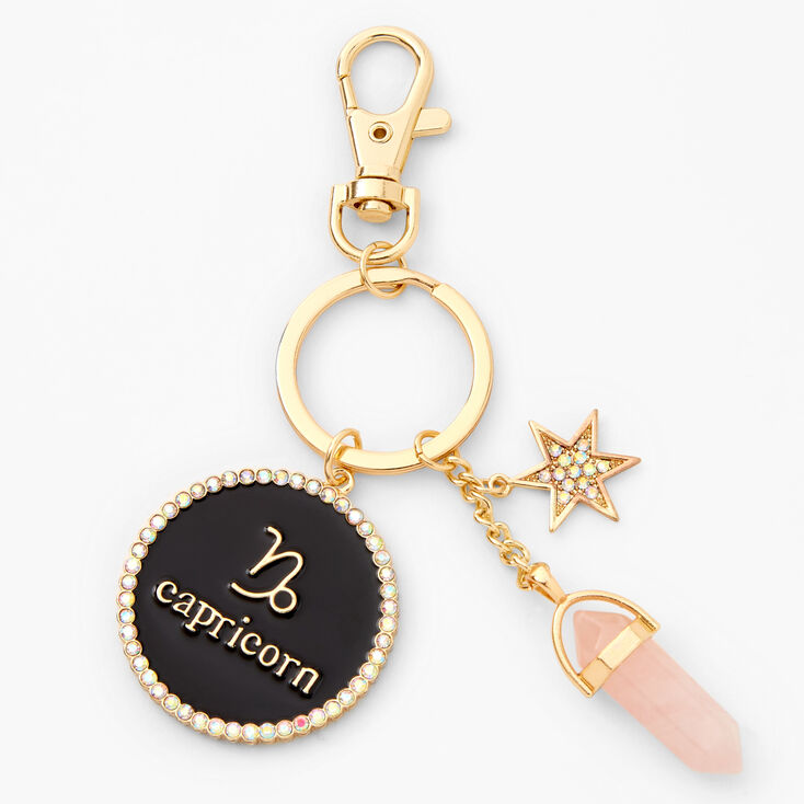 Gold Mystical Gem Zodiac Keychain - Capricorn,