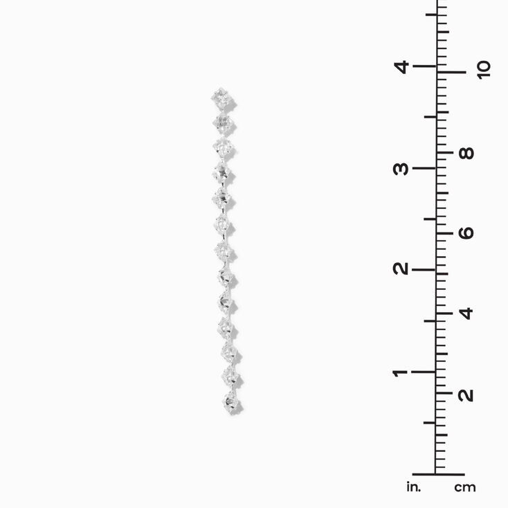 Silver-tone Cubic Zirconia Snake Diamond 3.5&quot; Linear Drop Earrings,