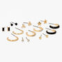 Mixed Metal Embellished Star Stud &amp; Hoop Earrings - 9 Pack,