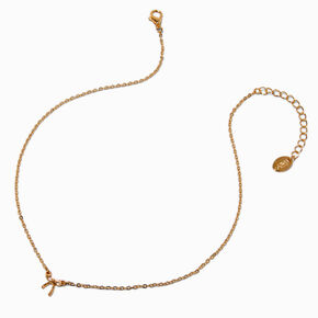 Gold-tone Micro Bow Pendant Necklace,