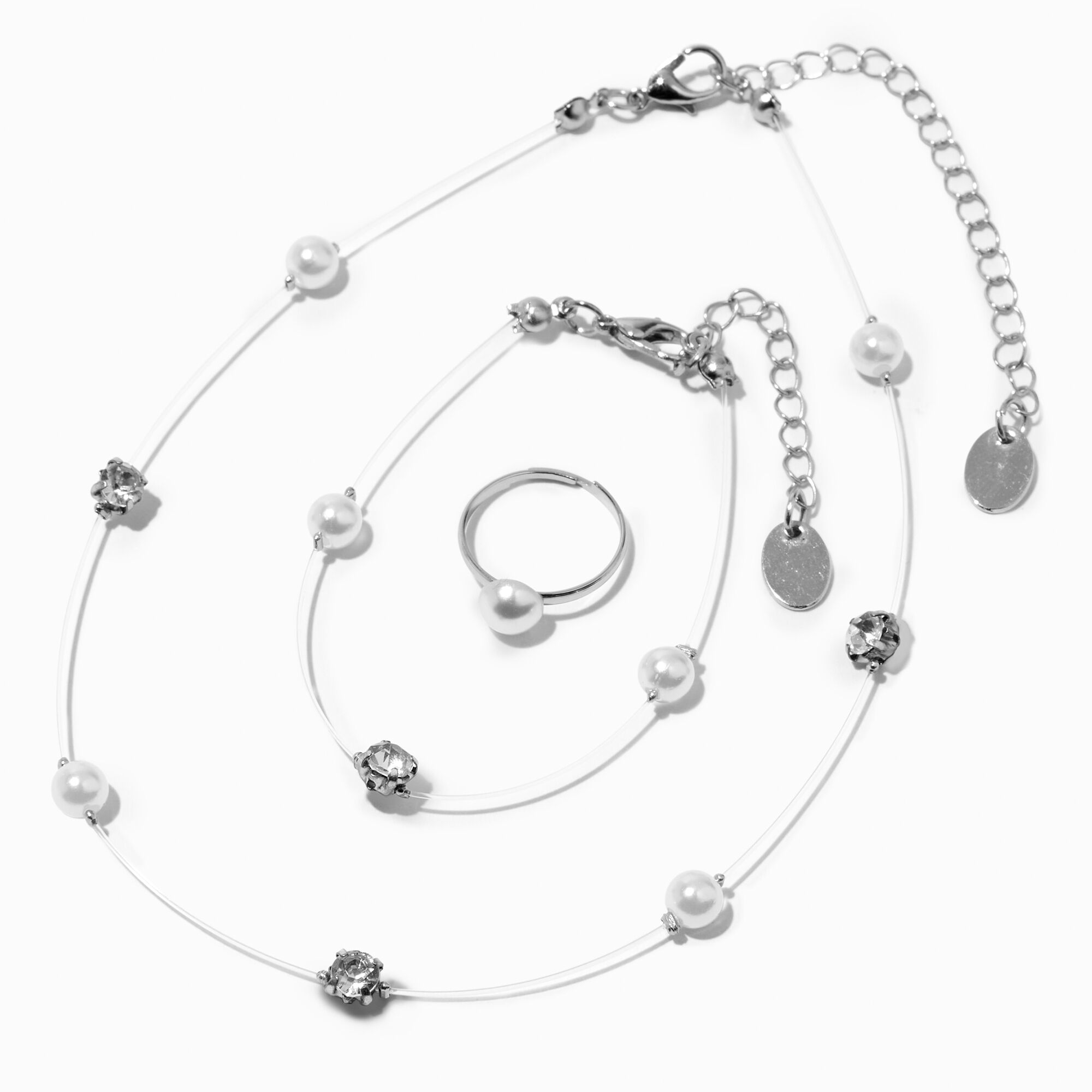 Claire s Club Pearl Rhinestone Jewelry Set 3 Pack Claire s US