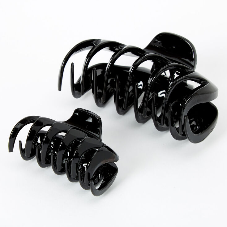 Claire's Pinces à cheveux à pics couleur unie - Noir, lot de 2